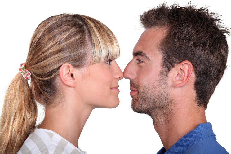 Couple Love Looking Each Other Nose To Nose Photo